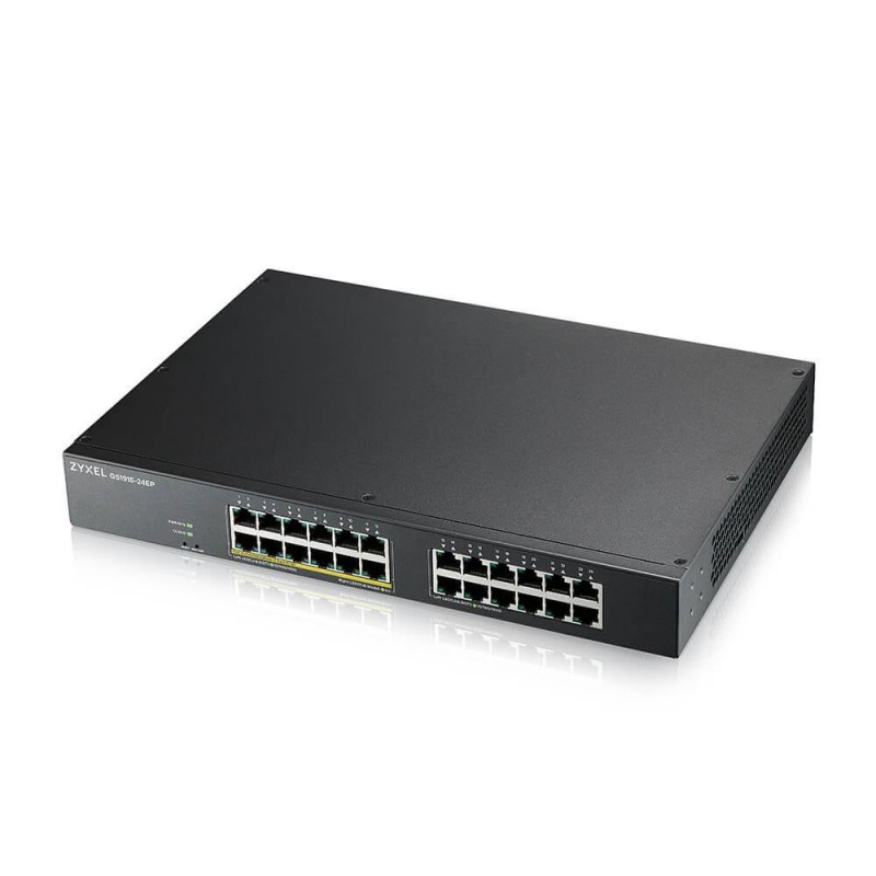Суич 24-портов ZyXEL GS1915-24EP, Gigabit, управляем, standalone или Nebula управление, монтаж в