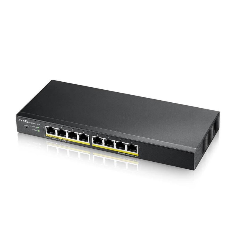 Суич 8-портов ZyXEL GS1915-8, Gigabit, управляем, standalone или Nebula управление, PoE, ZYXEL-GS1915-8EP