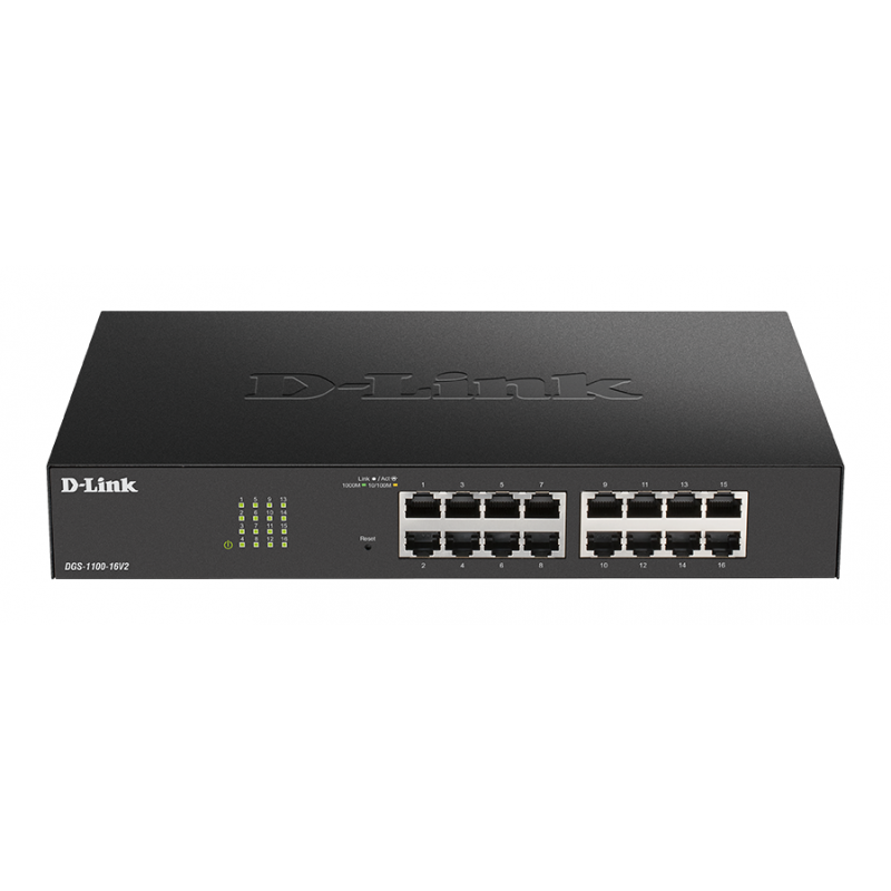 Суич D-Link DGS-1100-16V2, 16 портов 10/100/1000 Gigabit Smart Switch, управляем,-D-LINK-DGS-1100-16V2