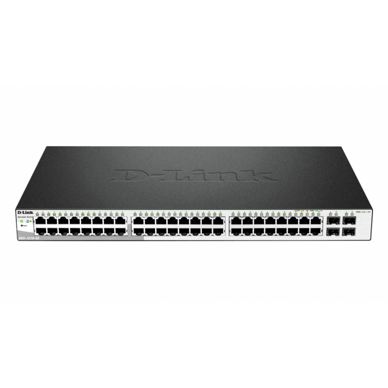 Суич D-Link DGS-1210-52, 48 портов 10/100/1000 Base-T port with 4 x 1000Base-T /SFP ports, управляем, за монтаж в шкаф-DGS-1210-52
