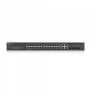 Суич ZYXEL GS1920-24V2, 24 портов Gigabit Smart-Managed,Fanless, за монтаж в шкаф