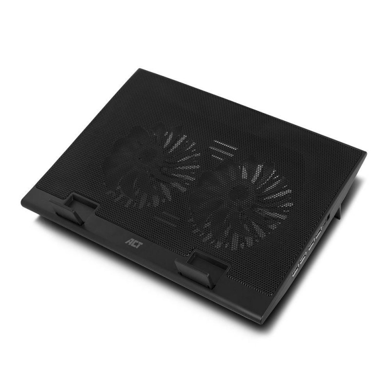 Охладител за лаптоп ACT, До 17", С два вентилатора, USB хъб, Черен, EWENT-ACT-NOT-AC8105