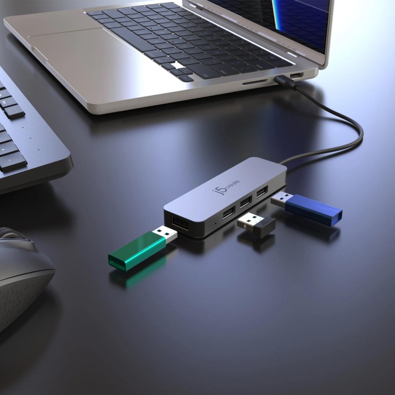 Поставка за лаптоп j5create JTS223, 4 портов USB-A хъб, Алуминиева, J5-JTS223