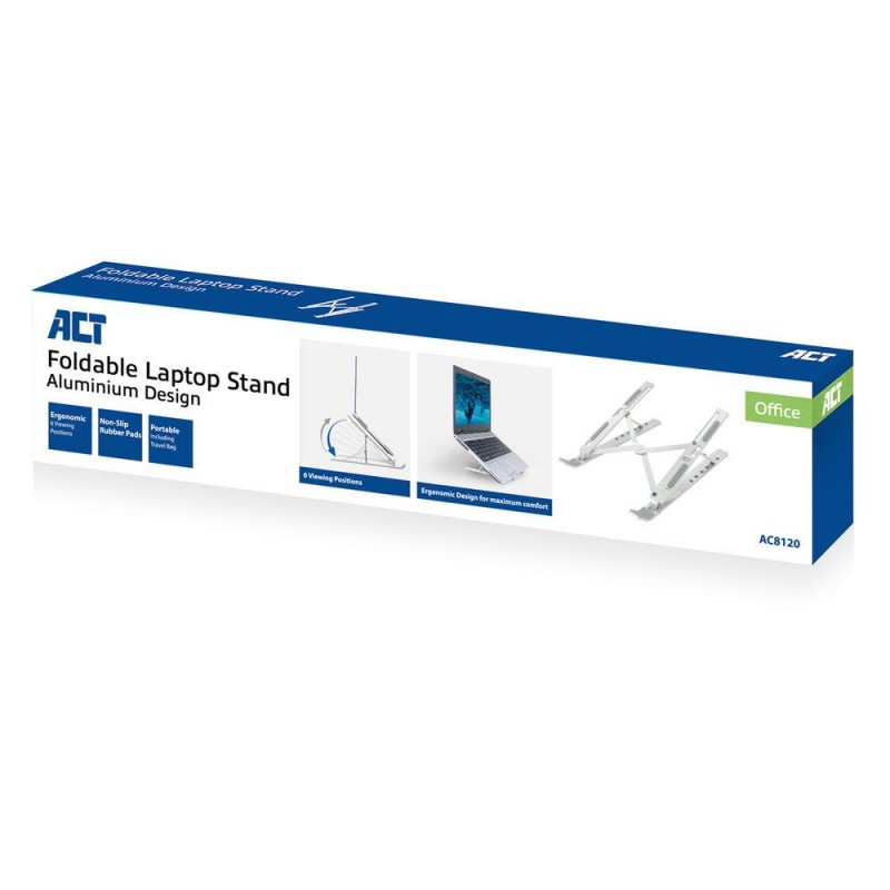 Сгъваема алуминиева стойка за лаптоп ACT AC8120, 6 позиции, EWENT-ACT-NOT-AC8120