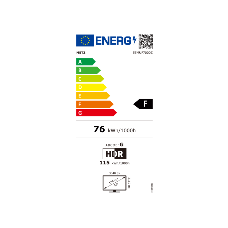 METZ Телевизор 55" UHD LED SMART TV,4K, Google TV, Frameless,2x10W