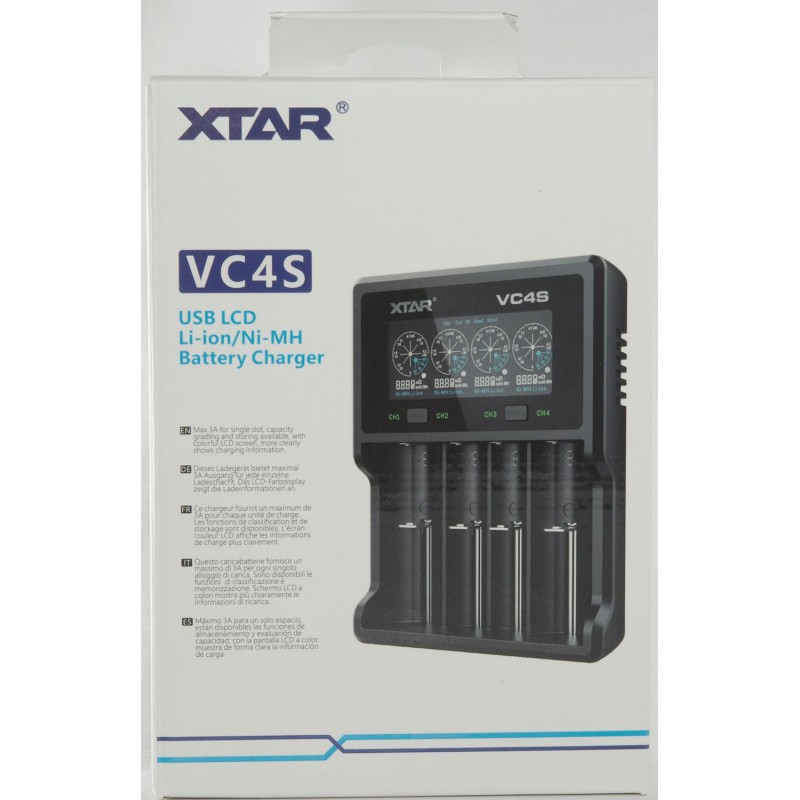 Зарядно у-во XTAR VC4SL, 4 гнезда, LCD дисплей, USB, LiIon & NIMH, 18650, CR123, AA, AAA, XTAR-C-VC4SL