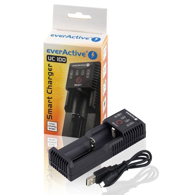 Зарядно устройство за LiIon/NiMh батерии 3,7v/1.2v универсално 1 гнездо USB micro UC-100