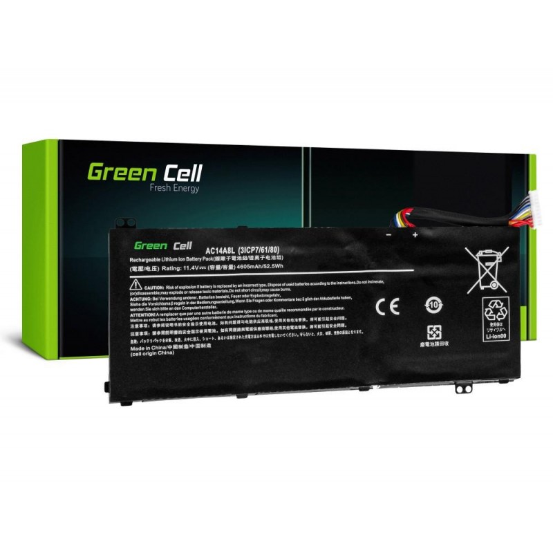 Батерия  за лаптоп  Acer Aspire Nitro V15 VN7-571G VN7-572G VN7-591G VN7-592G i V17 VN7-791G VN7-792G AC14A8L 11.4V 4605mAh GREEN CELL-AC54