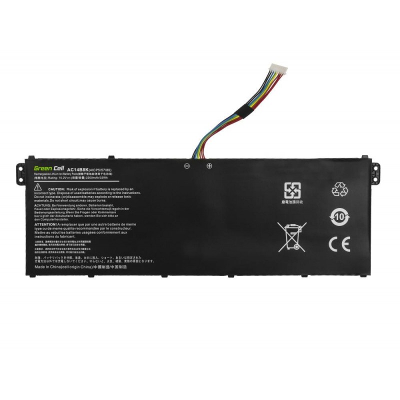 Батерия за лаптоп GREEN CELL, ACER AC14B3K AC14B8K Aspire 5 A515 A517 R15 R5-571T LiIPo 15,2V 2100mAh-GC-ACER-AC14B8K-AC72