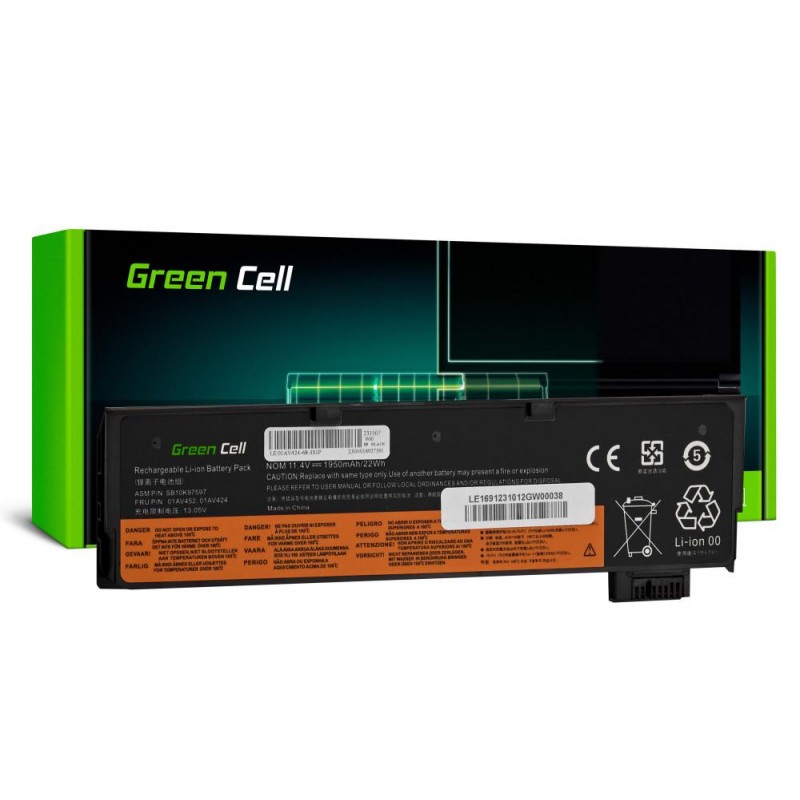 Батерия за лаптоп  Lenovo ThinkPad T470 T480 T570 T580 T25 01AV422 01AV490 LiPo 11,4V 1950mAh GREEN CELL, GC-LENOVO-LE169