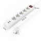 Разклонител HAMA USB 3.4A, 5 гнезда, 2x USB, 3400mA,1.4м, 3680W, Бял, HAMA-223183