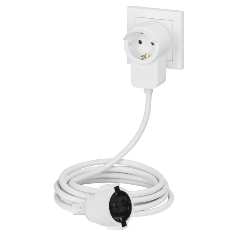 Удължителен кабел HAMA Powerplug, Допълнителен контакт, 3.0 m, Бял-HAMA-133801