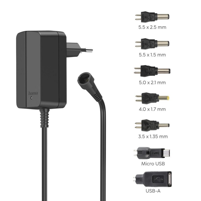 Hama Универсално захранване, регулируемо, 1000mA, 12W, макс. 12V, 7 адаптера, HAMA-223613