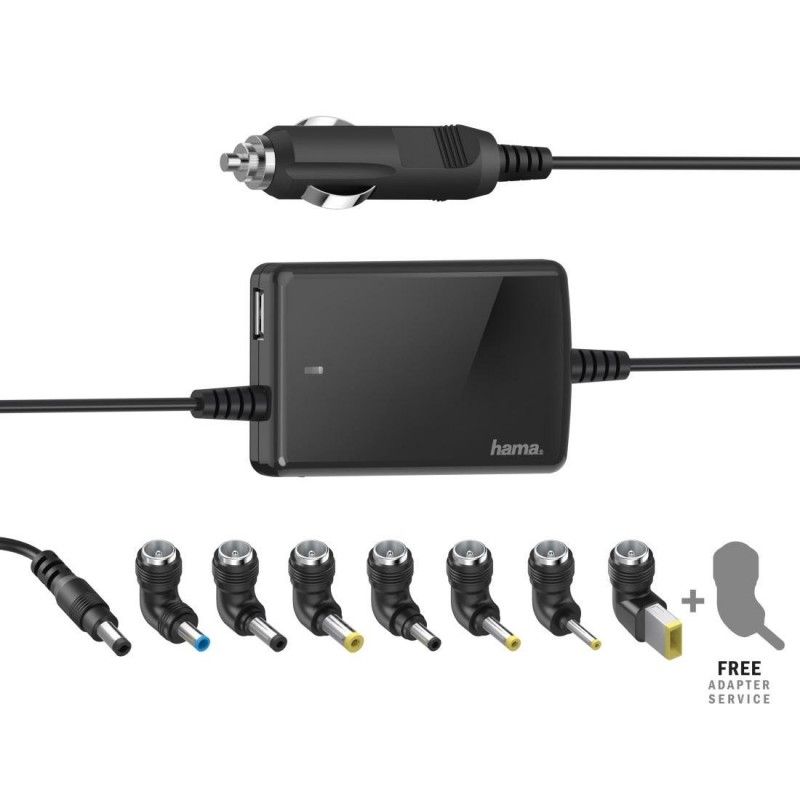 Универсално захранване за лаптоп HAMA, за автомобил, вх.12-15 V, изх.15-19 V/70W-HAMA-200008