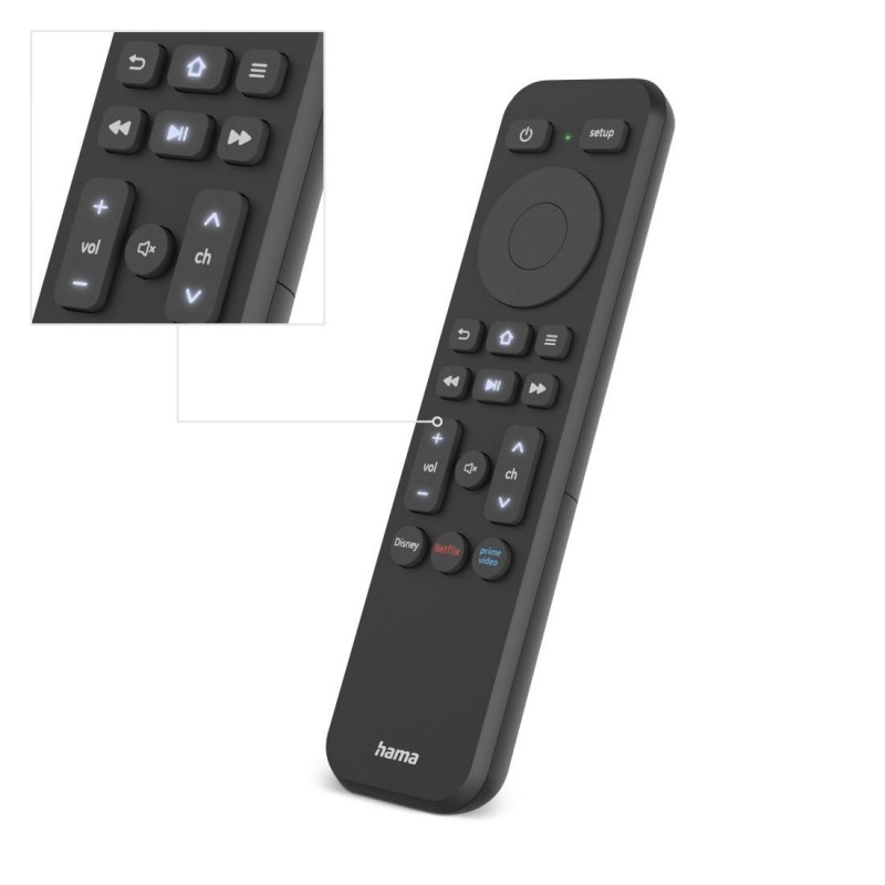 HAMA Дистанционно управление за TV + Netflix, Prime Video, бутони Disney+, програмируемо
