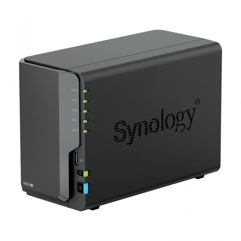 Мрежов сторидж Synology DS225+, за 2 диска, Intel Celeron J4125 , 2GB DDR4 SODIMM