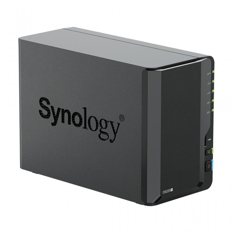 Мрежов сторидж Synology DS225+, за 2 диска, Intel Celeron J4125 , 2GB DDR4 SODIMM