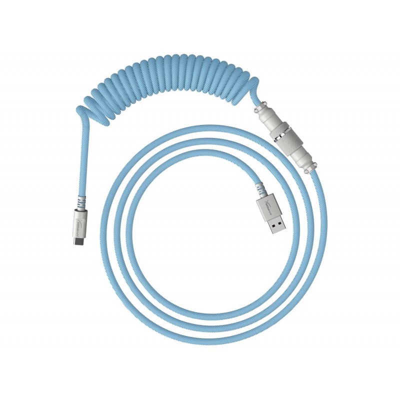 Кабел за клавиатура HyperX Coiled Cable USB-C Light Blue-White, HX-ACC-USBC-BLU-WH
