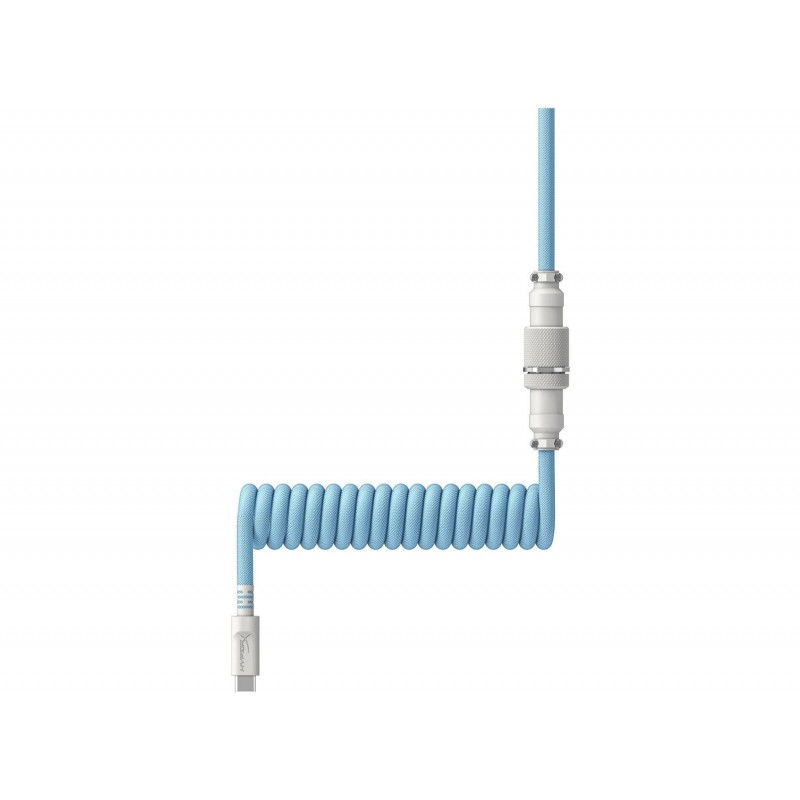 Кабел за клавиатура HyperX Coiled Cable USB-C Light Blue-White, HX-ACC-USBC-BLU-WH