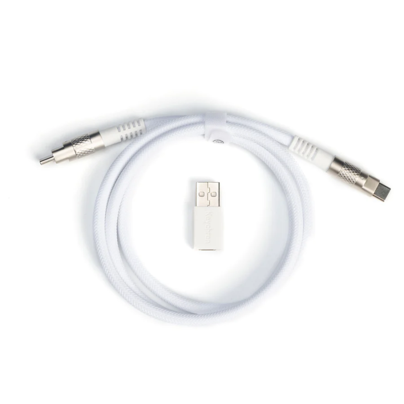 Кабел за клавиатура Keychron Double-Sleeved Geek USB-C - USB-C, White, KEYCHRON-ACC-CAB-20