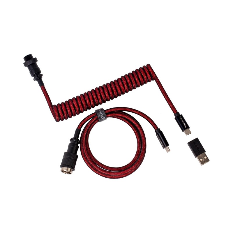 Кабел за клавиатура Keychron Premium Coiled Aviator, USB-C - USB-C, Червен, KEYCHRON-ACC-Cab-2