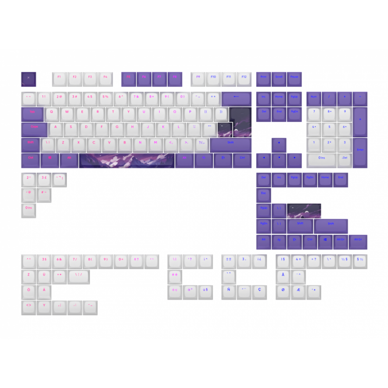 Капачки за механична клавиатура Dark Project - Violet Horizons PBT - ANSI & ISO, FSH-DP-KS177-DPUP1