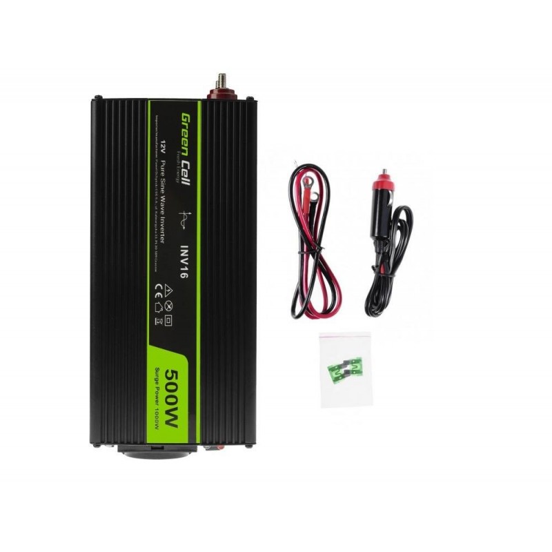 Инвертор 12/220 V  DC/AC 500W/1000W  Pure sine wave GREEN CELL-GC-INVERT-12V-500W-INV16