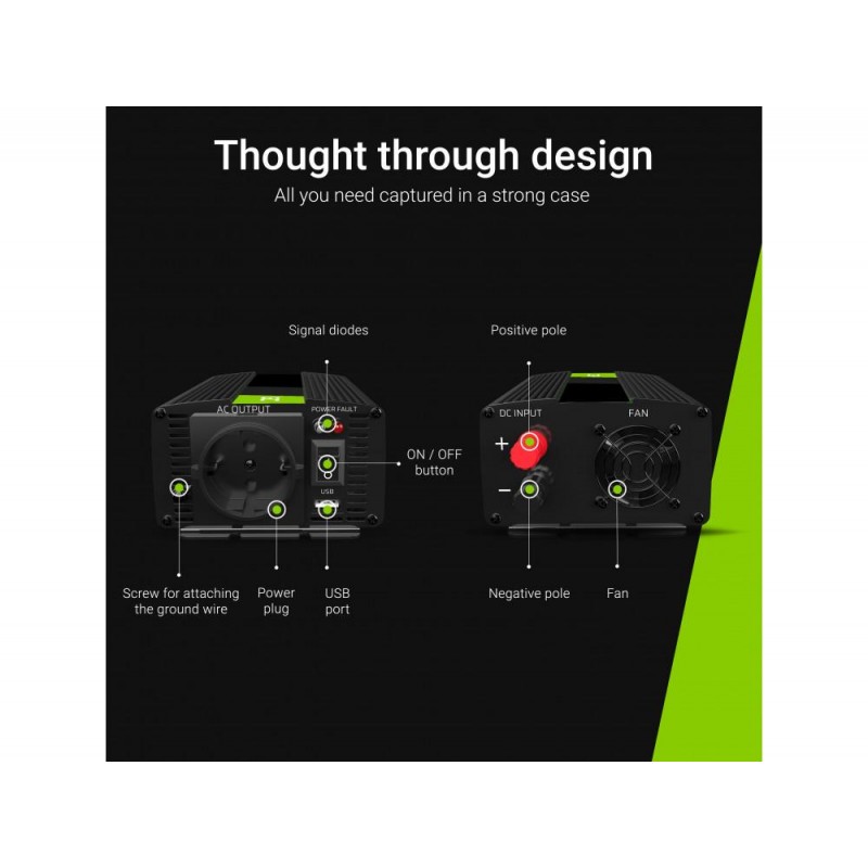 Инвертор 24/220 V  DC/AC 1500W/3000W  Modified sine wave GREEN CELL, GC-INVERT-24V-1500W-INV24