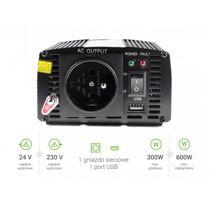 Инвертор GREEN CELL 24V/300W-GC-INVERT-24V-300W-INV02
