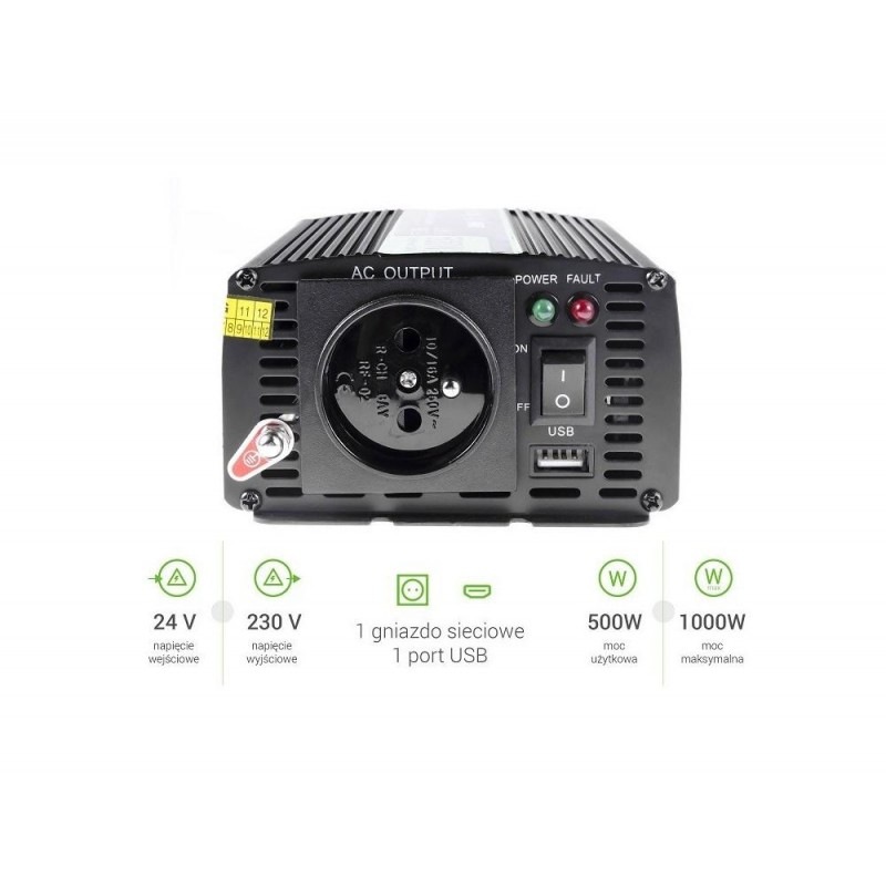 Инвертор GREEN CELL 24V/500W-GC-INVERT-24V-500W-INV04
