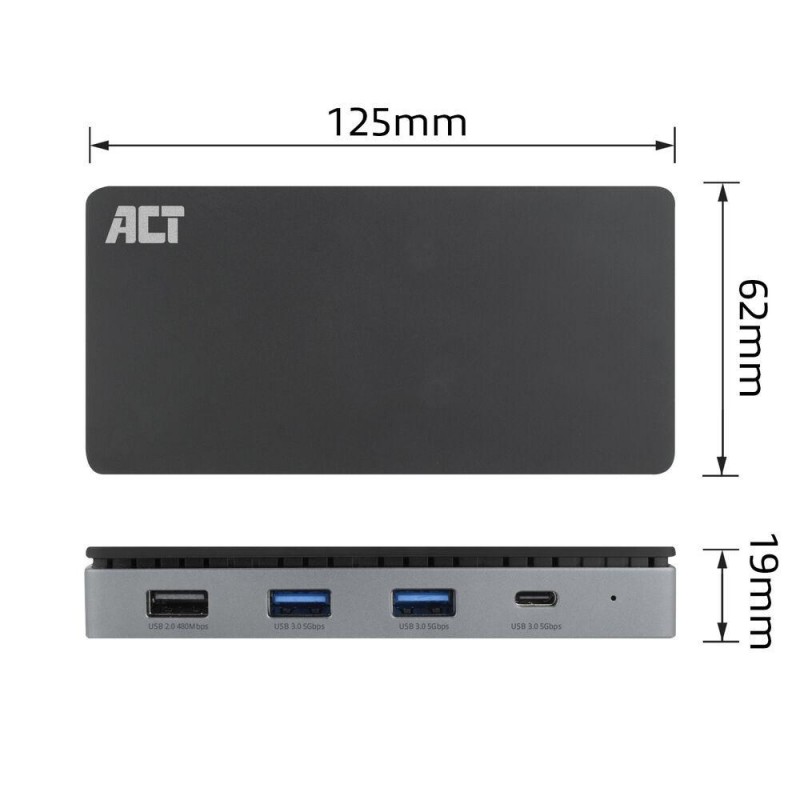 ACT Докинг станция USB-C, 4K, 2 x HDMI, Ethernet, USB-C, 3x USB-A