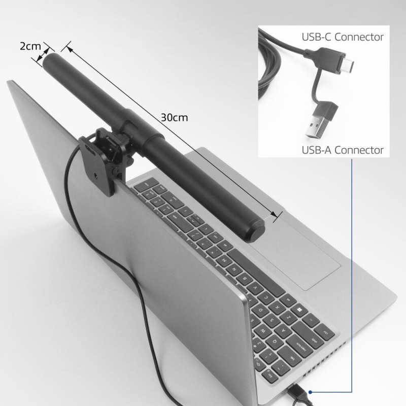 ACT LED лампа за лаптоп с регулируема яркост и щипка, USB захранване