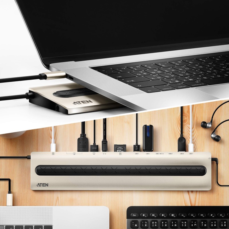 Докинг станция ATEN UH3237, USB-C, Power Pass-Through, ATEN-UH3237-AT