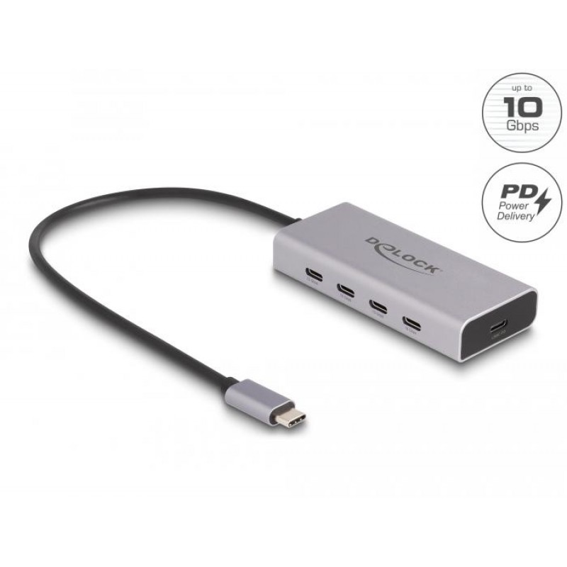 Докинг станция Delock, USB-C - 4 x USB-C, USB-C PD, 85 W, 10 Gbps, DELOCK-64235