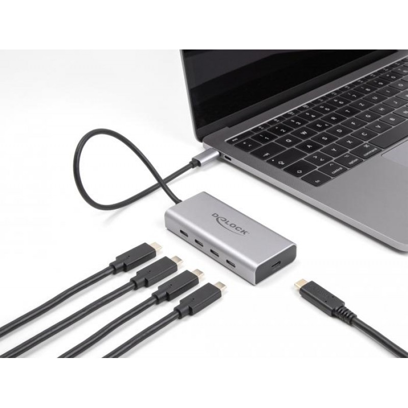 Докинг станция Delock, USB-C - 4 x USB-C, USB-C PD, 85 W, 10 Gbps, DELOCK-64235
