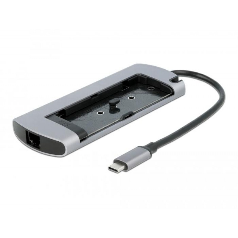 Докинг станция Delock USB-C с M.2 слот за SSD - HDMI 4K30Hz, Gigabit LAN, 2xUSB-A, USB-C, Сив, DELOCK-87767