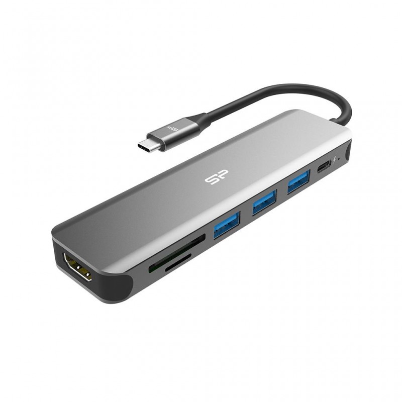 Докинг станция Silicon Power Boost SU20, 7 в 1, USB-C, SLP-SD-READER-DOCK7