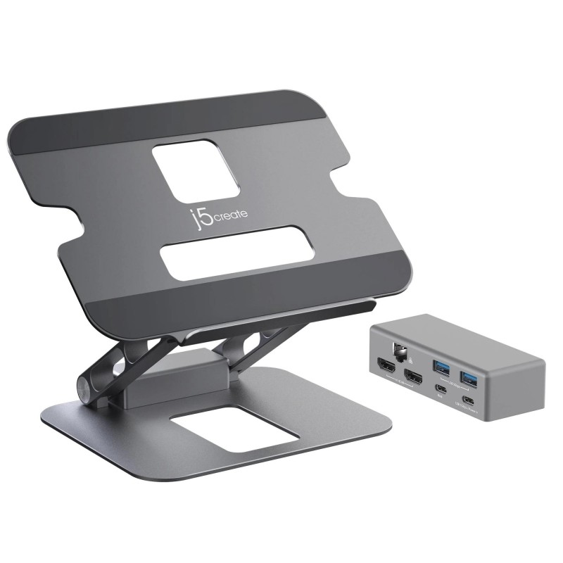 Поставка за лаптоп с докинг станция j5create JTS427, до 16", USB-C, HDMI, 4K, J5-JTS427
