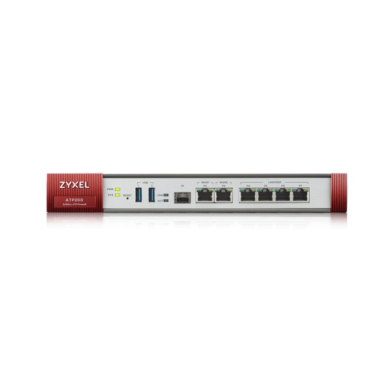 Защитна стена ZYXEL USG ATP200 UTM BDL Sandboxing, 10/100/1000, 4x LAN/DMZ, 2x WAN, 1xSFP, 2xUSB, с включени лицензи за 1 година-ZYXEL-ATP200-UTM