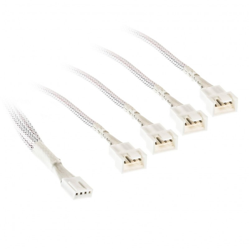 Кабел Kolink PWM 1-4 Сплитер - 35 cm, оплетен, Бял, KOLINK-AC-ZUAD-1633