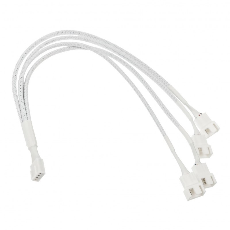 Кабел Kolink PWM 1-4 Сплитер - 35 cm, оплетен, Бял, KOLINK-AC-ZUAD-1633