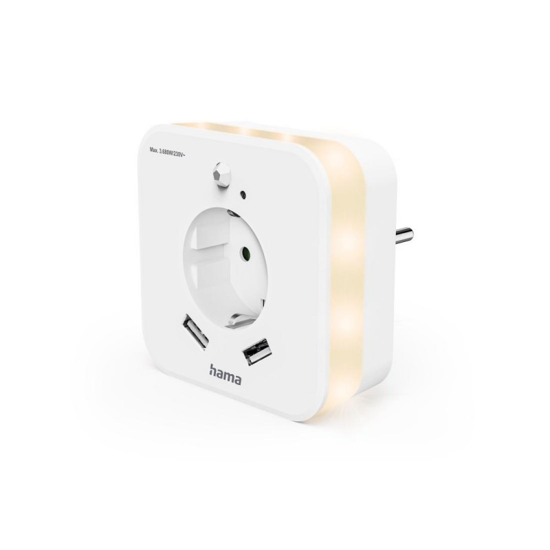 HAMA LED нощна лампа с контакт, 2x USB изхода