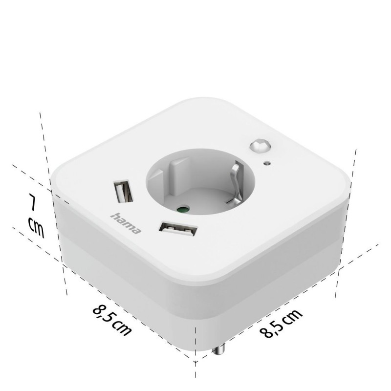 HAMA LED нощна лампа с контакт, 2x USB изхода