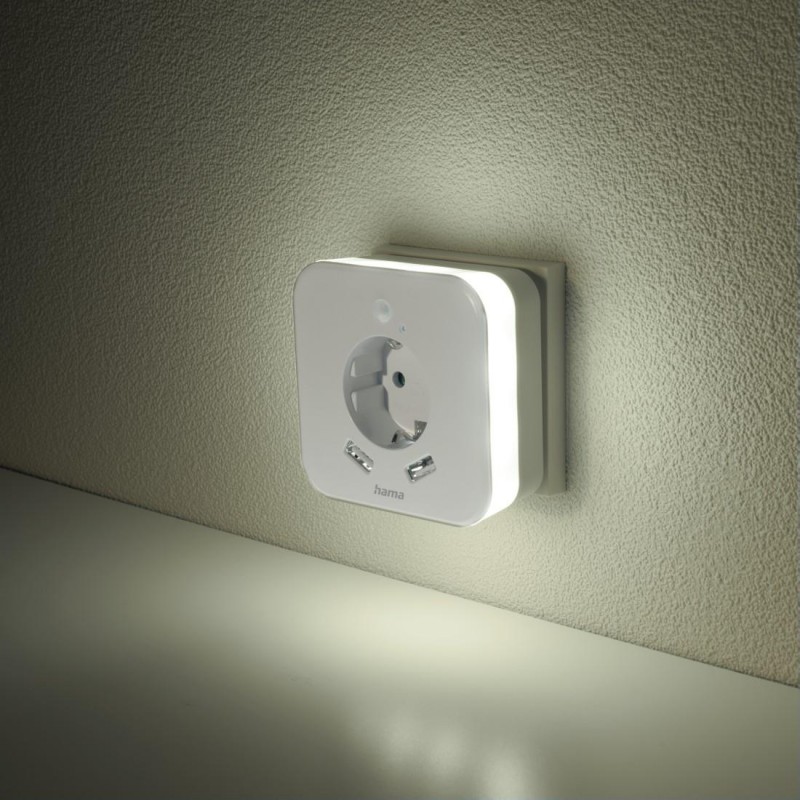 HAMA LED нощна лампа с контакт, 2x USB изхода