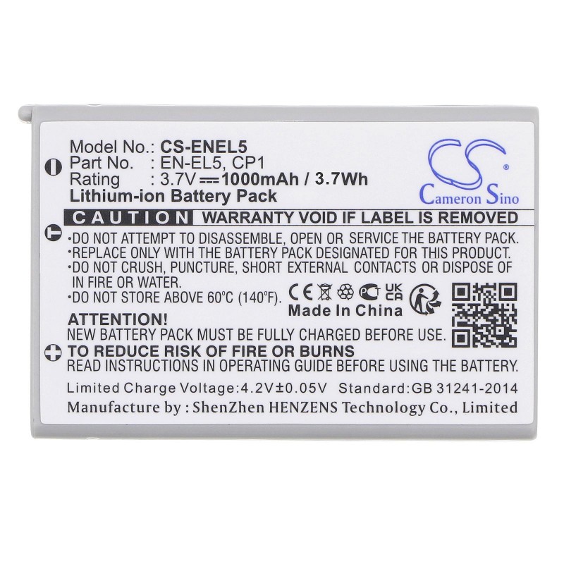 Батерия за апарат NIKON EN-EL5  Li-Ion 3.7V 1000mAh Cameron Sino, CS-ENEL5