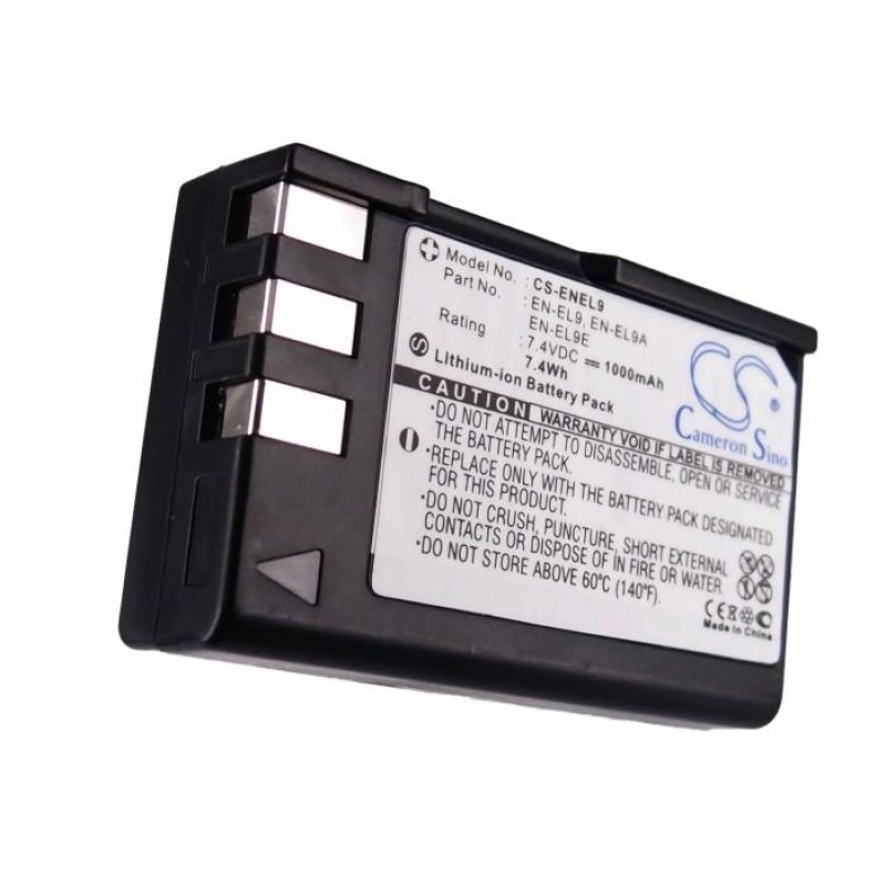 Батерия за апарат NIKON EN-EL9  D-SLR D40 D60 D3000 D5000, 7.4V, 1000mAh, Li-Ion, Cameron Sino, CS-ENEL9