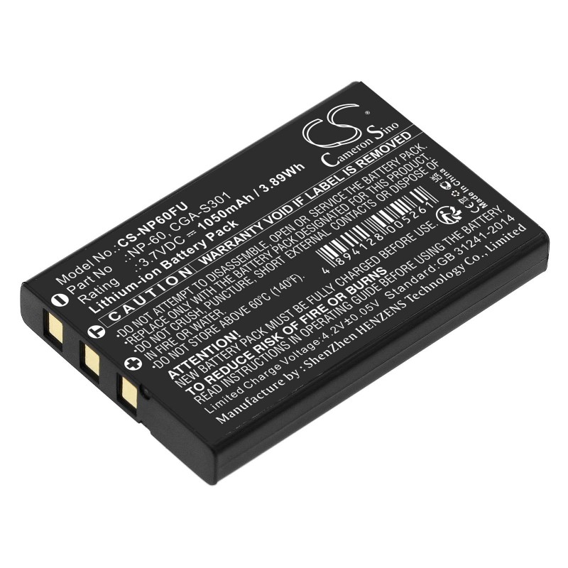 Батерия за фотоапарат FUJI NP60 LiIon 3.7V 1050mAh Cameron Sino, CS-NP60FU