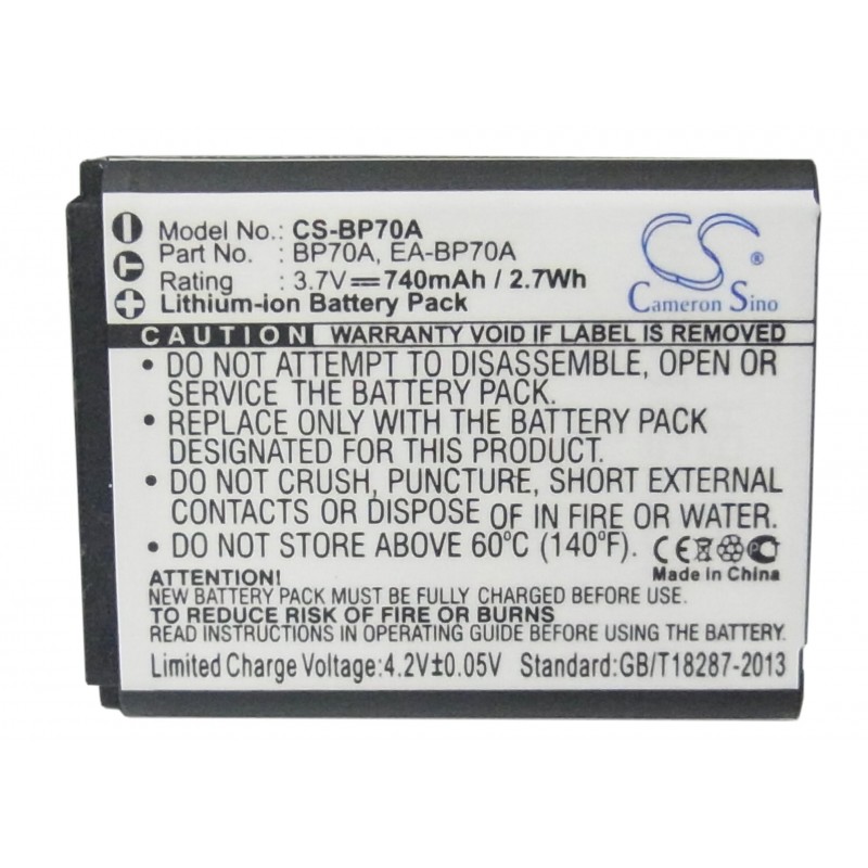 Батерия за фотоапарат Samsung BP70A, Li-Ion 3.7V, 740mAh, Cameron Sino, CS-BP70A