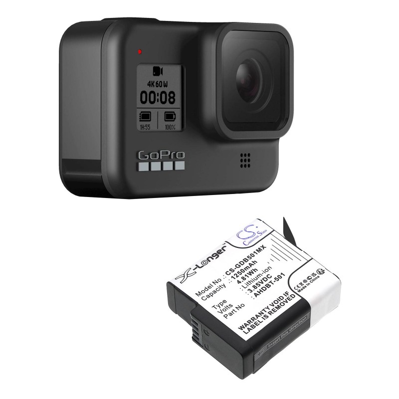 Батерия за камера GOPRO Hero 5; Hero 6; Hero 7; Hero 8   AHDBT-501  3,85V 1250mAh   LIIon Cameron Sino, CS-GDB501MX