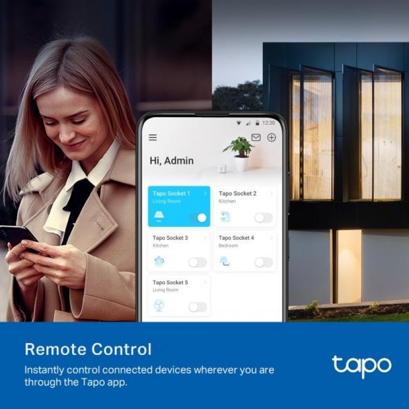 TP LINK TAPO P100 Смарт контакт 10A, 2300W, 2.4Ghz, задаване на график, таймер